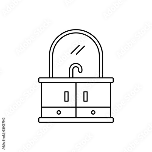 Bathroom faucet, washstand icon in line style icon, isolated on white background