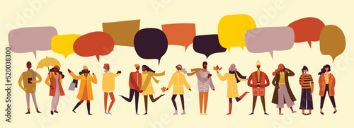 Vector illustration in flat design of autumn season background with people outdoor