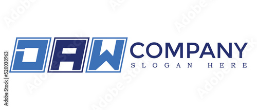DAW three Letter Rounded rectangle boxes shape element symbol digital initial technology Media business  logo design, Vector Template