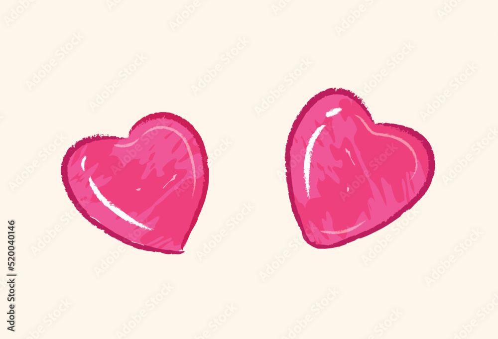 Pink heart-shaped sweet candy in flat vector illustration