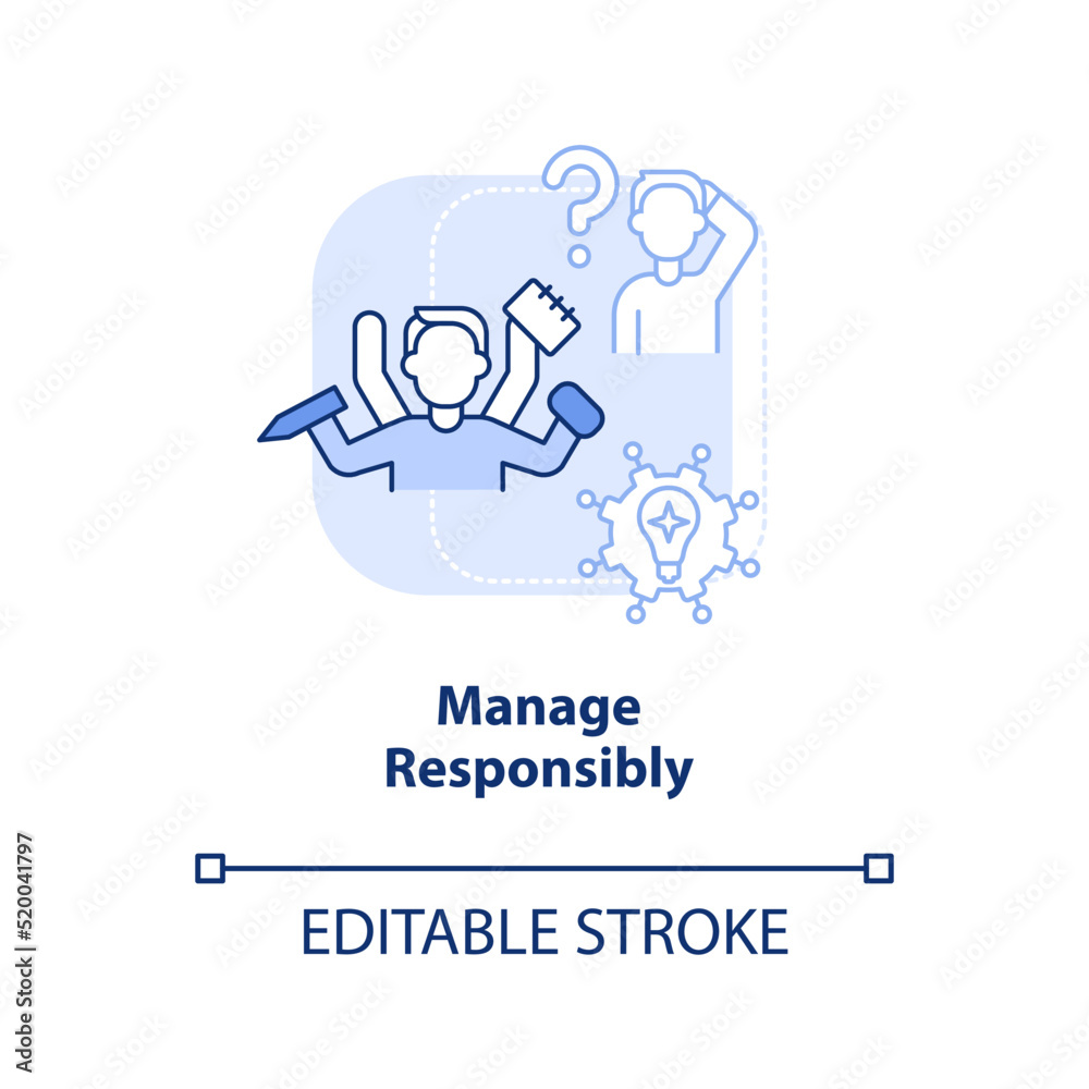 Manage responsibly light blue concept icon. Addressing covid impact on logistics abstract idea thin line illustration. Isolated outline drawing. Editable stroke. Arial, Myriad Pro-Bold fonts used Manage responsibly light blue concept icon. Addressing covid impact on logistics abstract idea thin line illustration. Isolated outline drawing. Editable stroke. Arial, Myriad Pro-Bold fonts used
