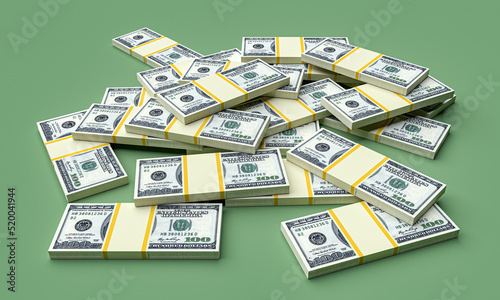 Big money stacks from dollars. Dollar finance conceptual