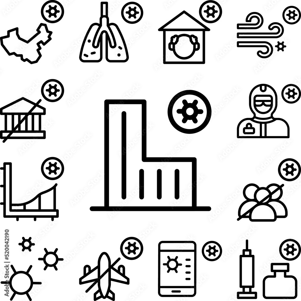 Building, hospital, coronavirus icon in a collection with other items Building, hospital, coronavirus icon in a collection with other items