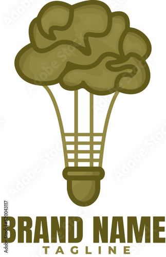 combination brain logo with skydiving,elemen template desain datar