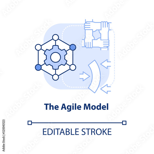 Agile model light blue concept icon. Technology and networking. Supply chain type abstract idea thin line illustration. Isolated outline drawing. Editable stroke. Arial, Myriad Pro-Bold fonts used