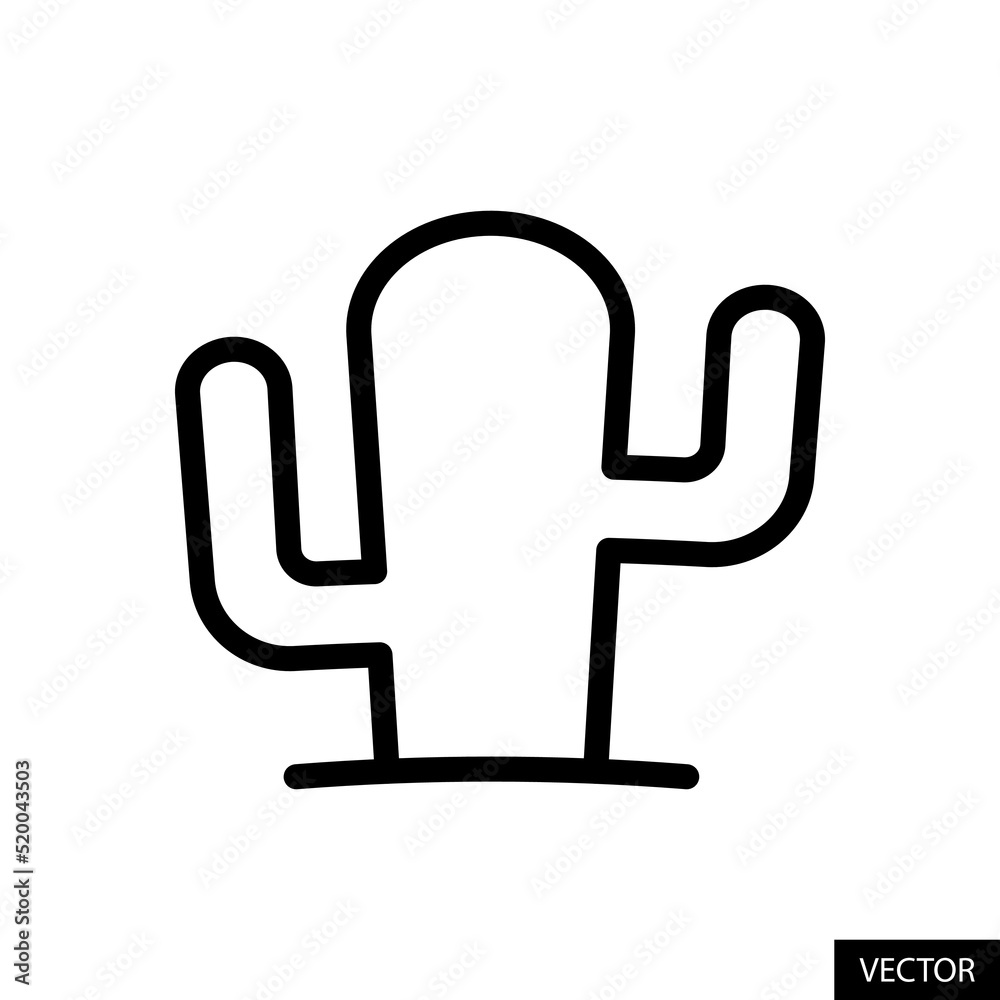 Cactus vector icon in line style design for website design, app, UI, isolated on white background. Editable stroke. Vector illustration. Cactus vector icon in line style design for website design, app, UI, isolated on white background. Editable stroke. Vector illustration.
