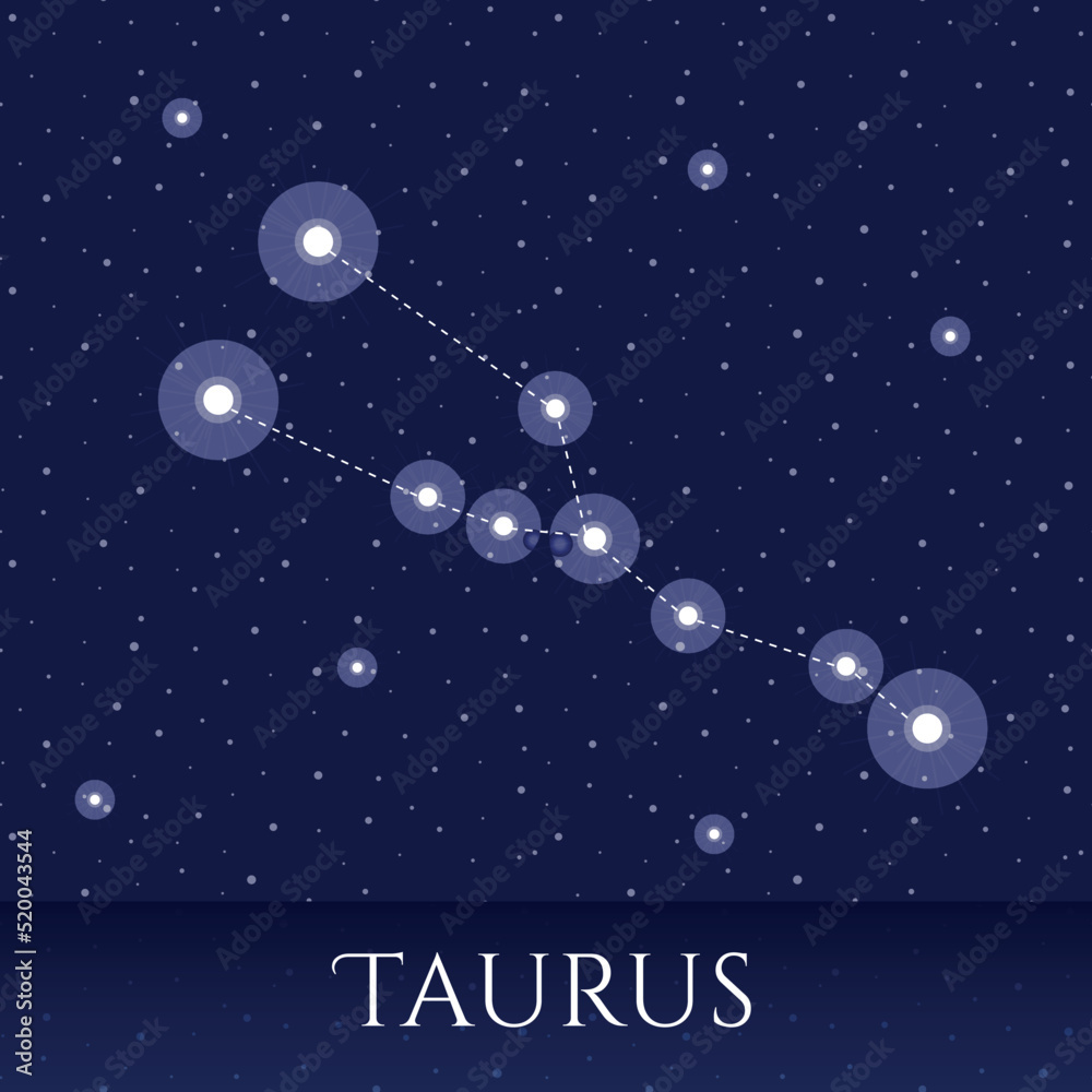 Zodiac constellation Taurus over blue background