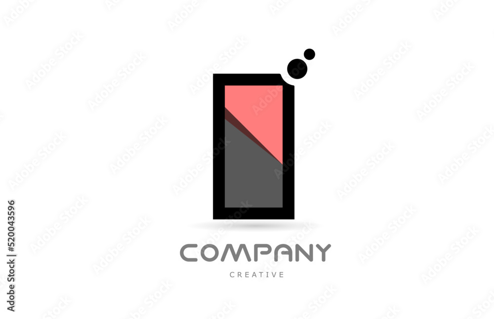 pink black I geometric alphabet letter logo icon with dots. Creative template for company and business pink black I geometric alphabet letter logo icon with dots. Creative template for company and business