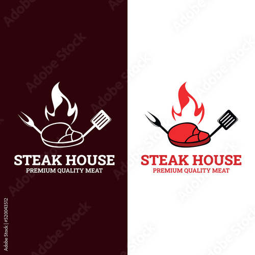 Beef, Meat & Steak Logo. Steak House or Meat Store Vintage Typography.