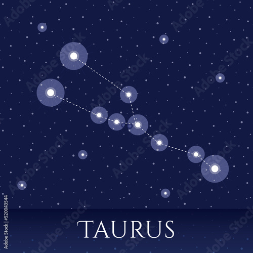 Zodiac constellation Taurus over blue background