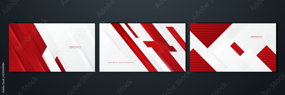 Modern geometric abstract red and white background
