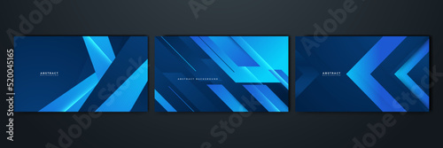 Set of Modern simple shape blue design background