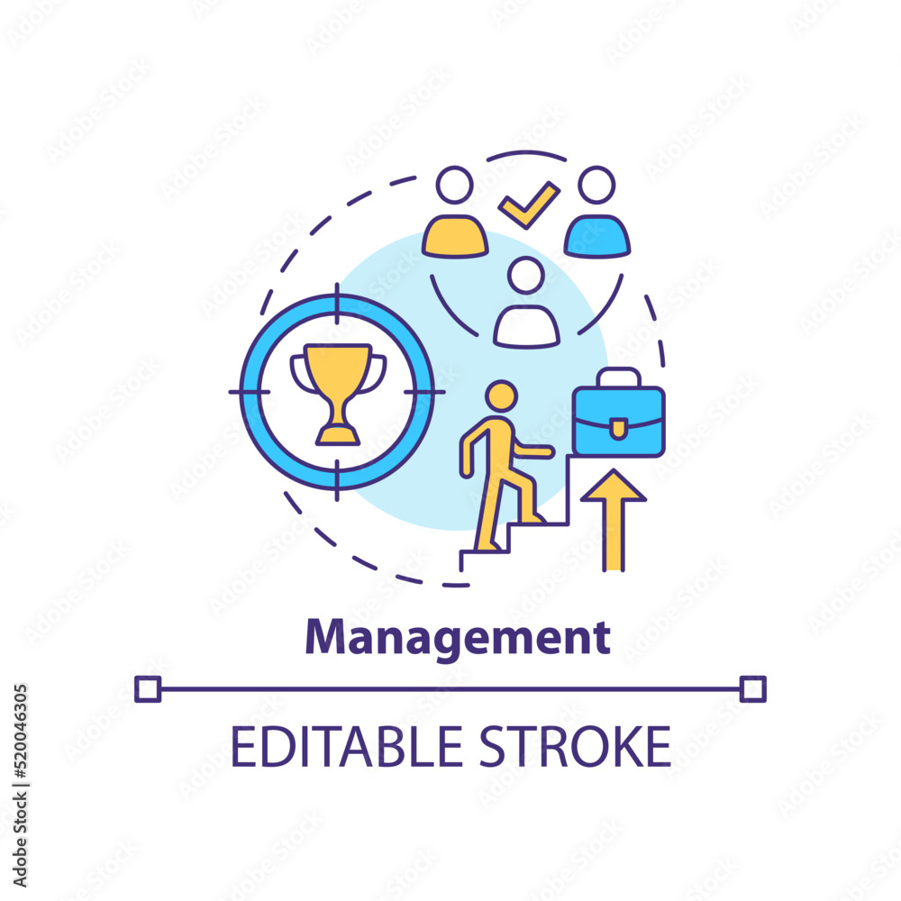 Management concept icon. Factor that affect workplace culture abstract idea thin line illustration. Career growth progress. Isolated outline drawing. Editable stroke. Arial, Myriad Pro-Bold fonts used