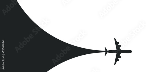 Airplane in the sky banner - vector silhouette icons set for web design illustration, image - Black and white trace image contour of plane aircraft for tourism, travel, holiday, trip symbol, icon, web