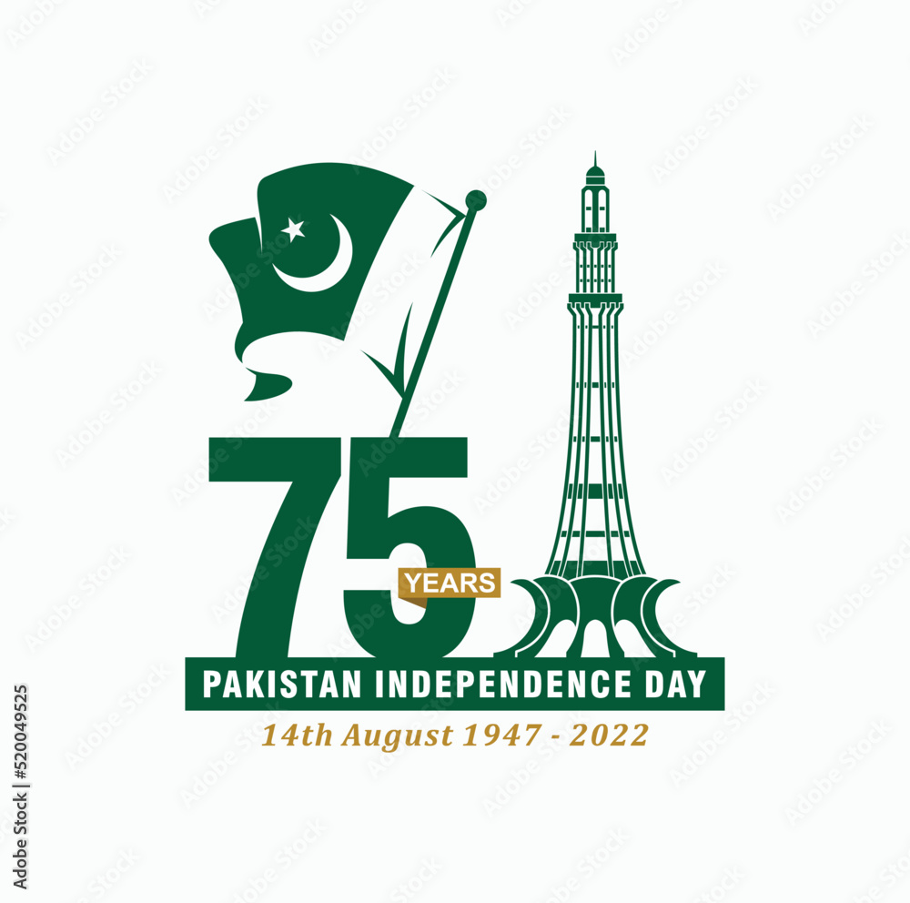 Islamabad: August 14, 2022. Pakistan Independence Day. 75 Years Anniversary. Jubilee logo. Vector Illustration. Islamabad: August 14, 2022. Pakistan Independence Day. 75 Years Anniversary. Jubilee logo. Vector Illustration.