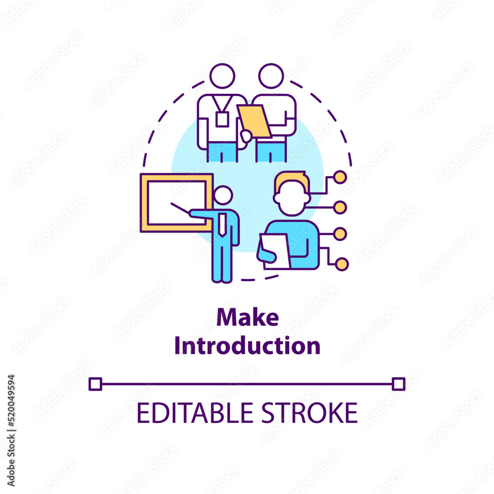 Make introduction concept icon. Mentor support. Developing onboarding process abstract idea thin line illustration. Isolated outline drawing. Editable stroke. Arial, Myriad Pro-Bold fonts used