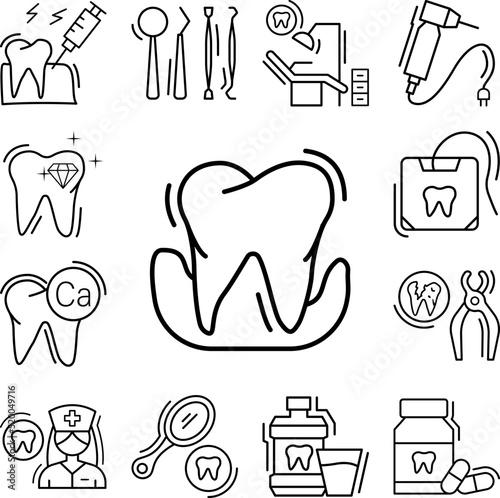 Parodontosis tooth icon in a collection with other items