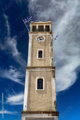 Clock tower in the Komotini city in Greece with cloudy day