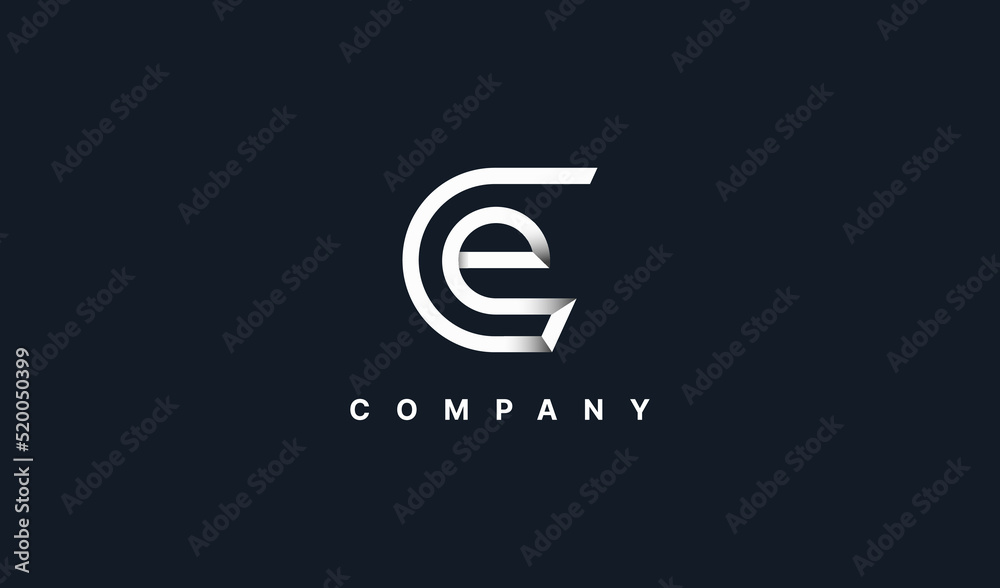 Geometric Initial Letter CE or EC Logo. Usable for Business and Branding Company Logos. Flat Vector Logo Design Template Element.