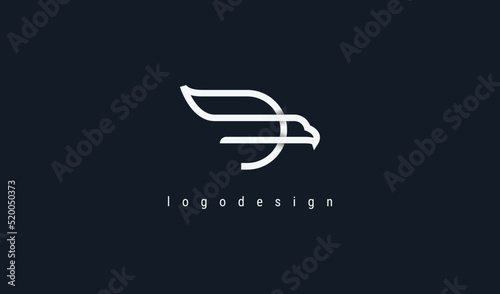 Initial Letter D with Eagle Logo. Usable for Business and Branding Company Logos. Flat Vector Logo Design Template Element.