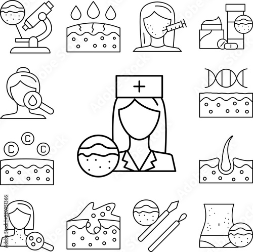 Dermatologist doctor woman icon in a collection with other items