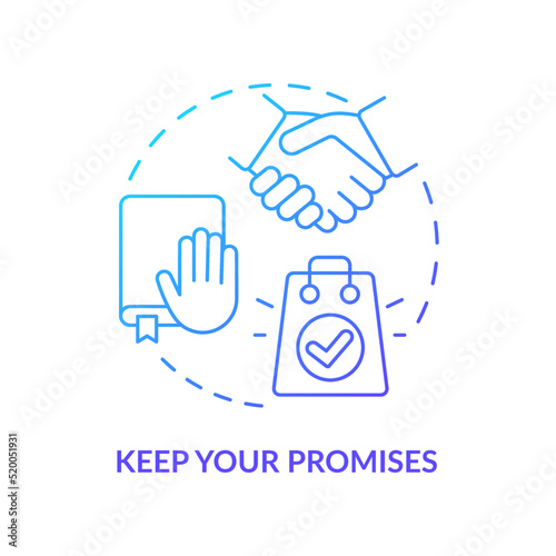 Obraz na plátně Keep your promises blue gradient concept icon