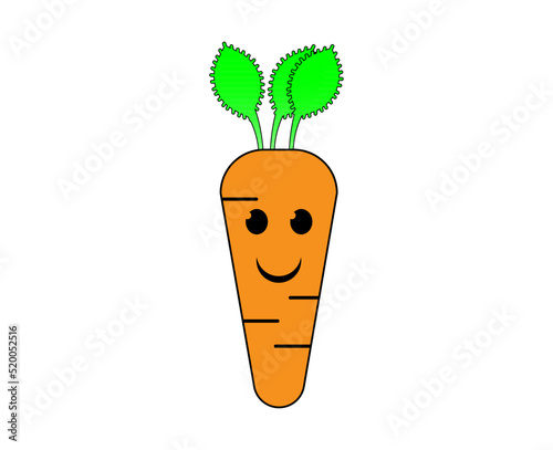 one cheerful carrot character on white background