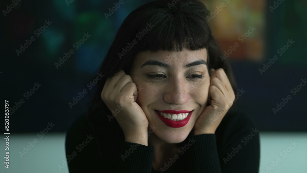 Elated young woman feeling joyous. Portrait of one hispanic latin girl in GLEE and DELIGHT Elated young woman feeling joyous. Portrait of one hispanic latin girl in GLEE and DELIGHT