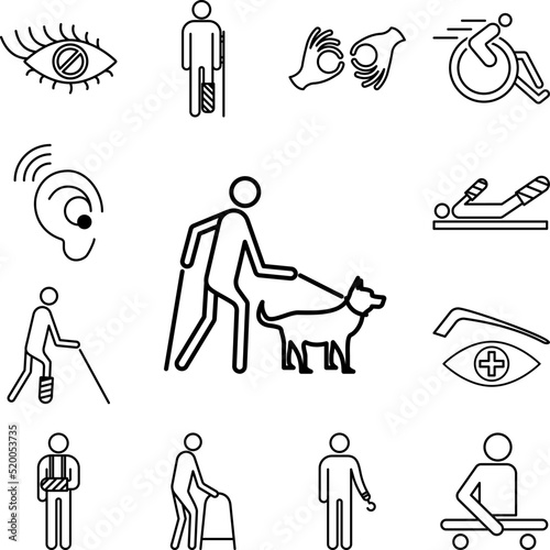 guide dog icon in a collection with other items