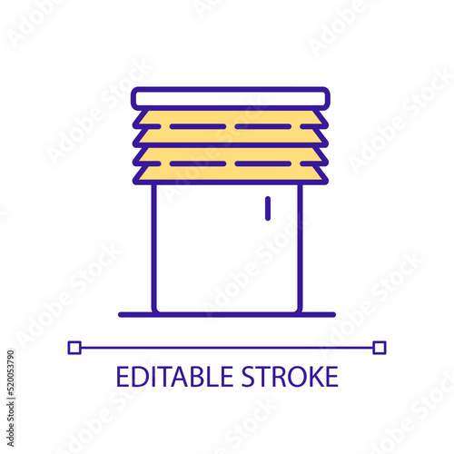 Hurricane shutter for door RGB color icon. House protection against typhoon. Strengthening doors. Isolated vector illustration. Simple filled line drawing. Editable stroke. Arial font used