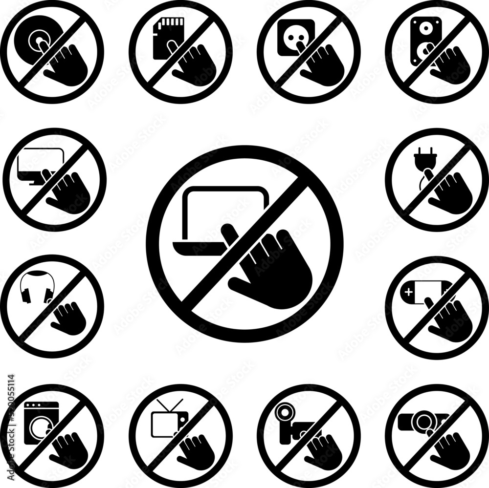 not touch, laptop icon in a collection with other items not touch, laptop icon in a collection with other items