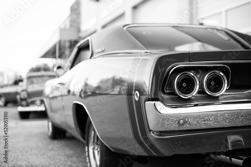 Vintage American automobiles at classic car show.