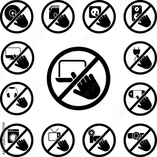 not touch, laptop icon in a collection with other items