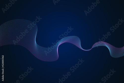 Sound wave illustration on a dark background. Abstract blue digital equalizer indicators. Voice graph meter or audio electronic tracks.Vector horizontal sonic vibration spectrum.