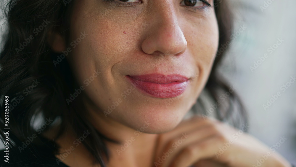 Closeup mouth smiling. One hispanic latin girl smile Closeup mouth smiling. One hispanic latin girl smile