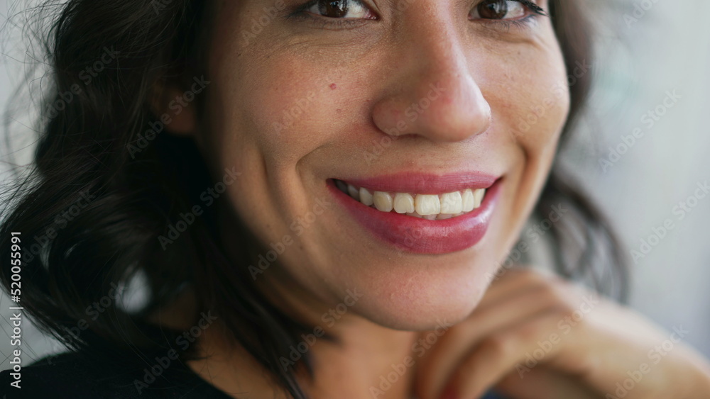 Closeup mouth smiling. One hispanic latin girl smile Closeup mouth smiling. One hispanic latin girl smile