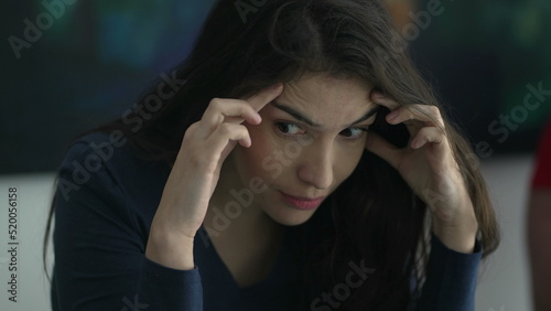 Overwhelmed woman expression. Person having problems. Girl with concerned emotion © Marco