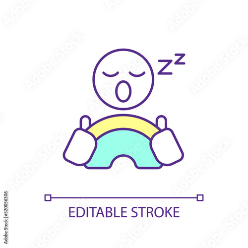 Sleepy driver RGB color icon. Risk of accidents. Vehicle owner. Fatigue and tiredness. Yawning person. Isolated vector illustration. Simple filled line drawing. Editable stroke. Arial font used
