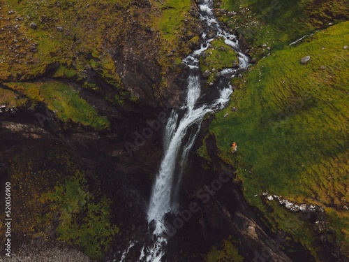 Skar  s  fossur Waterfall on Vagar in Faroe Islands