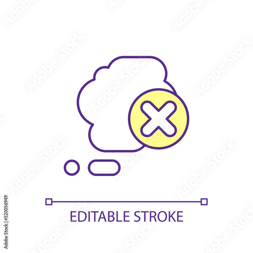 Stop thinking RGB color icon. Avoid distractions. Concentration and focus. Pensive bubble. Isolated vector illustration. Simple filled line drawing. Editable stroke. Arial font used