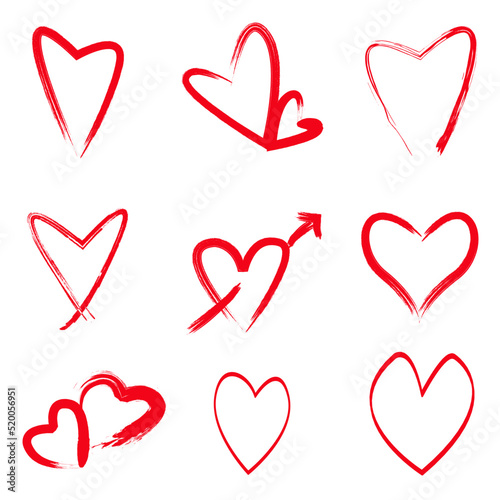 Grunge heart icon set. Valentine day. Romantic icon vector illustration. EPS 10.
