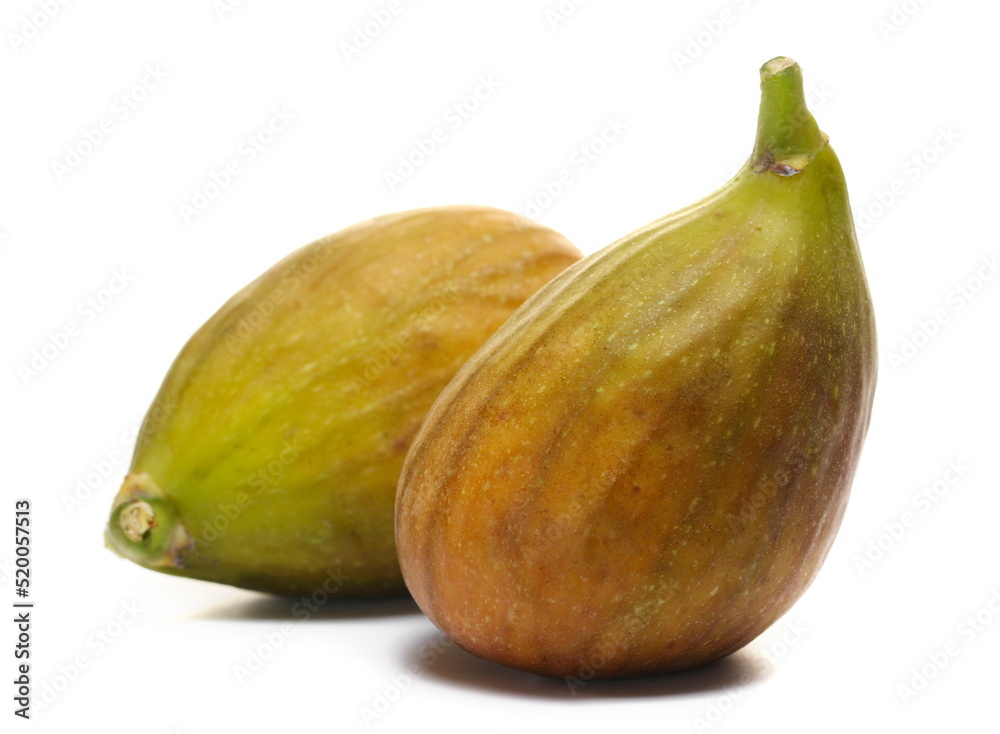 Two fresh ripe figs isolated on white 