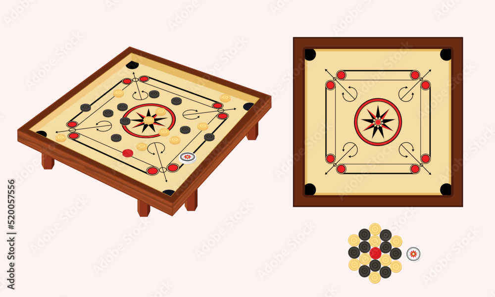 Vecteur Stock Carrom board game with two different angle | Adobe Stock