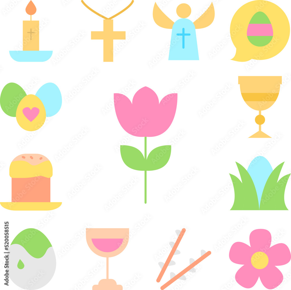 Flower plant color icon in a collection with other items