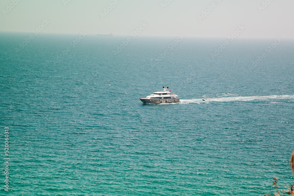 Antalya. Turkey. Boat in the Mediterranean sea in Turkey in sunny day. in summer in Antalya. Summer vocation concept.  