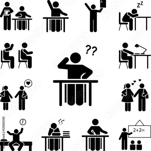 Think, classroom, school icon in a collection with other items