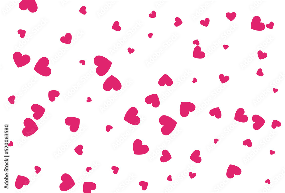 Red heart background. Love confetti background