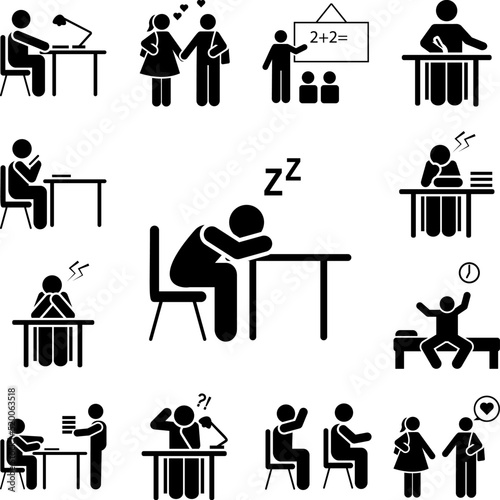 Tired, student, sleep icon in a collection with other items