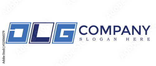 DLG three Letter Rounded rectangle boxes shape element symbol digital initial technology Media business  logo design, Vector Template