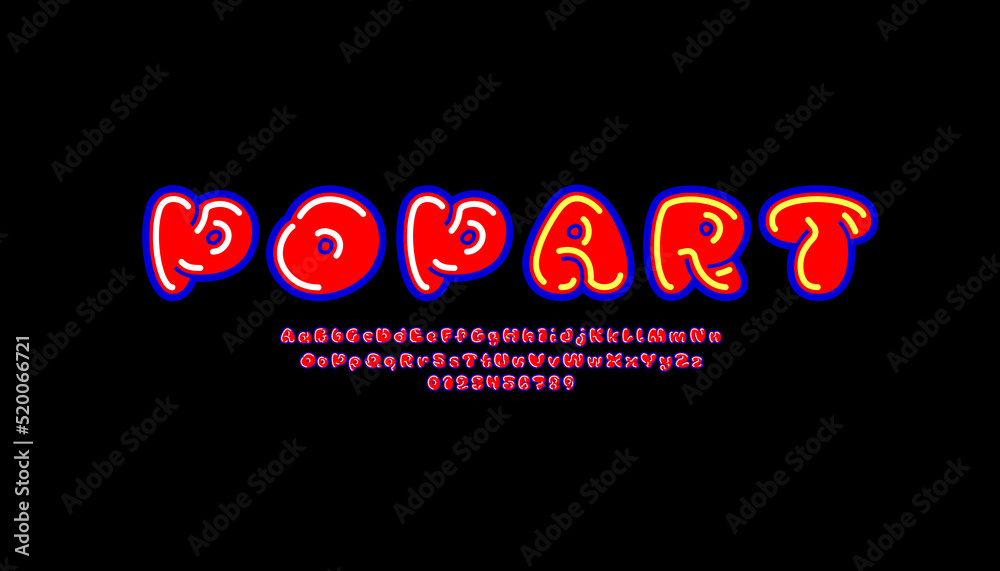 Red font, comic alphabet in the cartoon style, uppercase and lowercase letters and numbers, vector illustration 10EPS Red font, comic alphabet in the cartoon style, uppercase and lowercase letters and numbers, vector illustration 10EPS